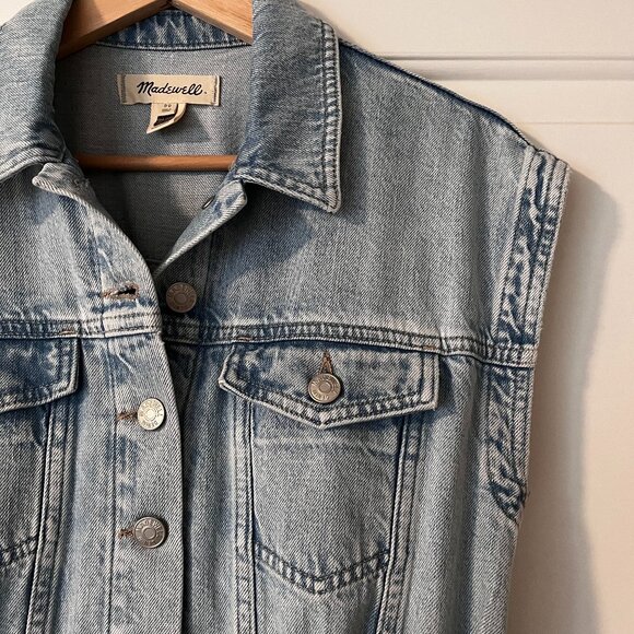 Madewell Denim Cap-Sleeve Shirtdress in Aquino Wash Size 00 - Picture 3 of 12